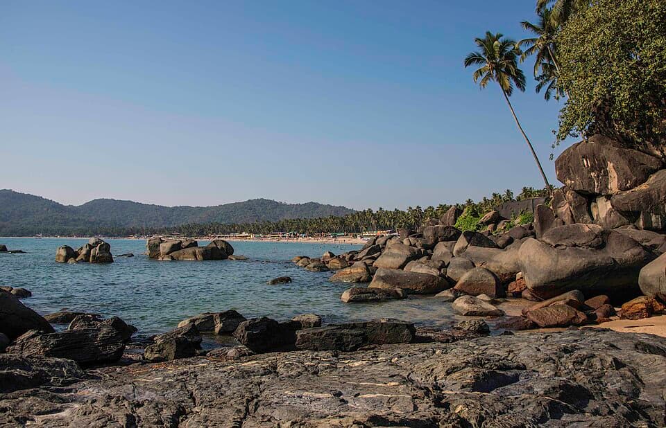 Rocks at Palolem beach, Goa, on the Goa, Gokarna and the Karnataka coast route
