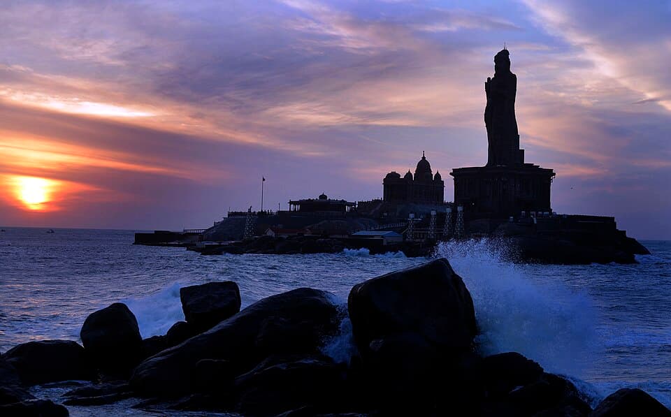 The Vivekananda Rock Memorial at Kanyakumari, on the Kashmir to Kanyakumari route
