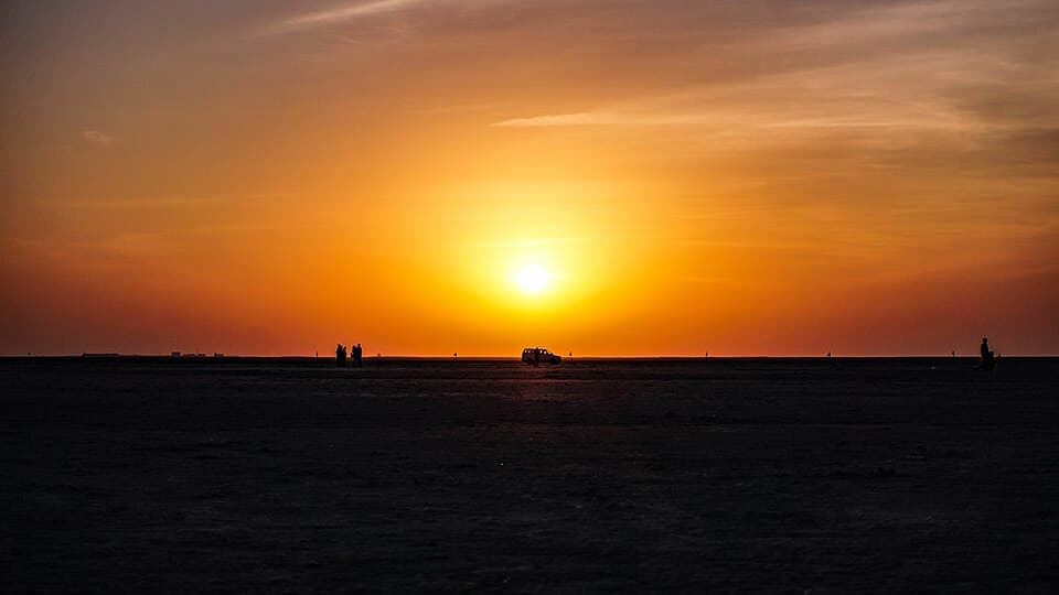 Sunset over the Rann of Kutch at Dhordo, on the Rann of Kutch route